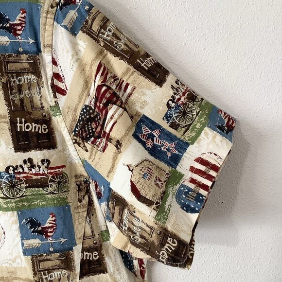 Bit & Bridle Cottagecore Americana Western Country Cowgirl Rodeo Button Down Top - Picture 4 of 12